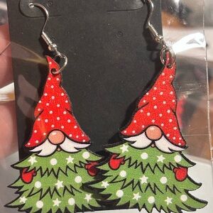 Red and Green Christmas Gnome Earrings